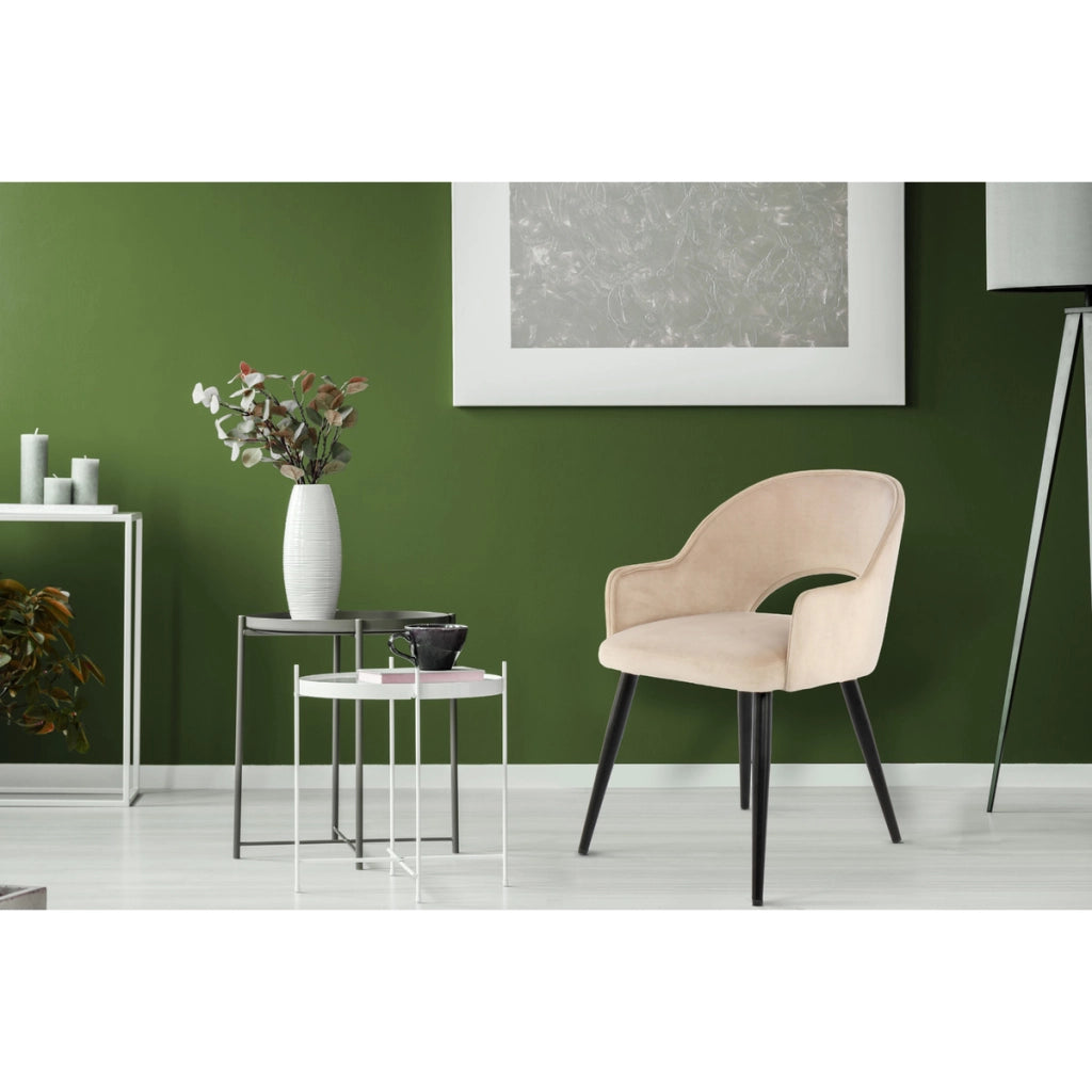 Set di 2 sedie Joris in velluto color champagne con braccioli