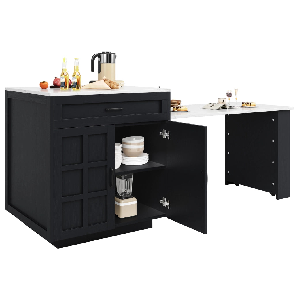 Tavolo bar allungabile 202x70x93.5 cm con spazio contenitivo in MDF nero