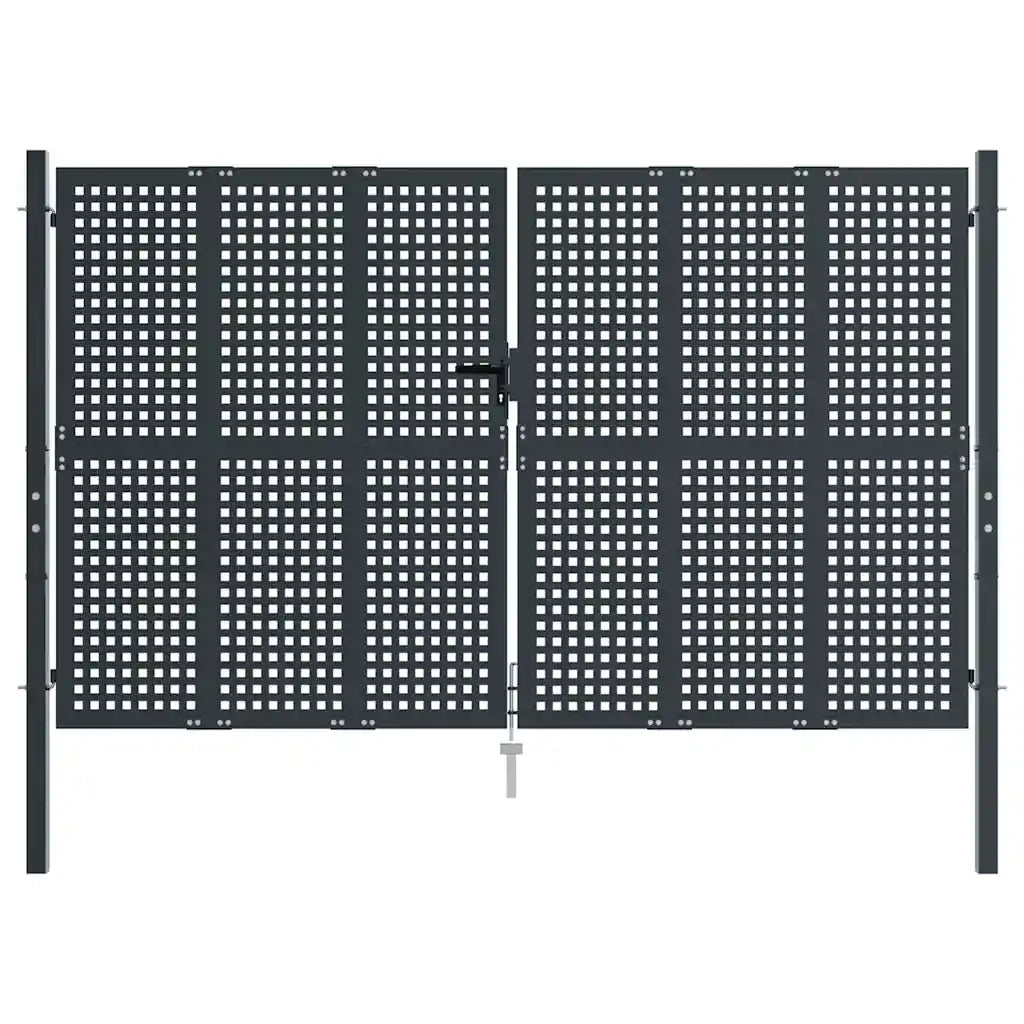 Cancello da Giardino Antracite 300x200 cm in Acciaio 154570