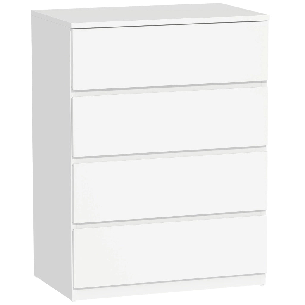 Cassettiera 4 Cassetti Senza Maniglie Design Moderno ¨C zephmum ¨C Bianco 60x40x80 cm