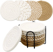 Set di supporti per tazze da tavolo 9 pezzi, supporti per tazze rotondi in cotone, antiscivolo, lavabili, con alloggio, mat di isolamento termico abrasione resistente per diverse tazze