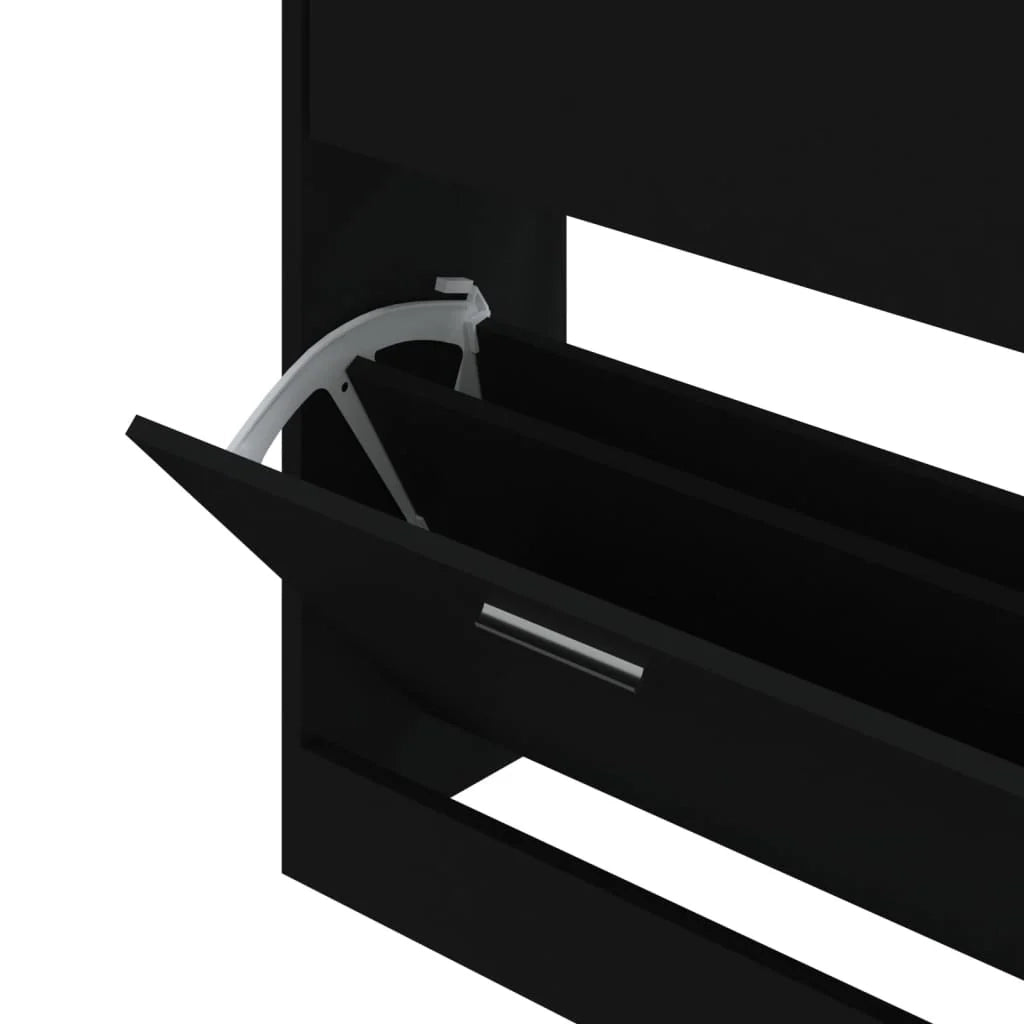 Scarpiera mobile contenitore per scarpe mobile per ingresso/corridoio/soggiorno 63 x 24 x 81 cm legno ingegnerizzato nero 02_0022010