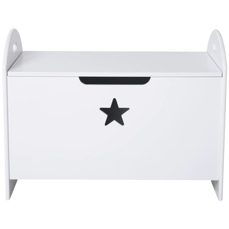 BAULE CONTENITORE PORTAGIOCHI PER CAMERETTA BAMBINI IN LEGNO BIANCO  62 X 40 X 46.5CM