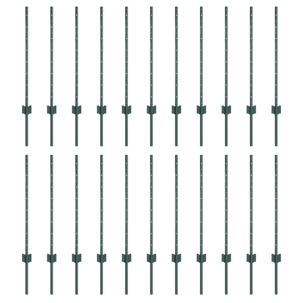 Pali per recinzioni 22 pcs U-Channel verde 120 cm acciaio