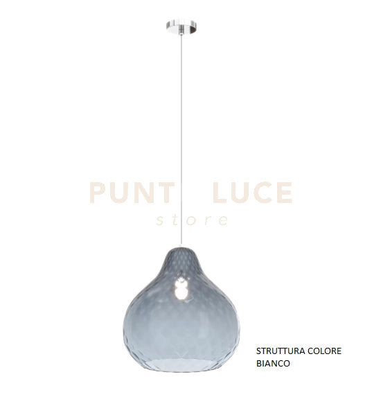 SOSPENSIONE BIANCO 1 LUCE VETRO GRANDE ZAFFIRO 1191BI-SG-ZA