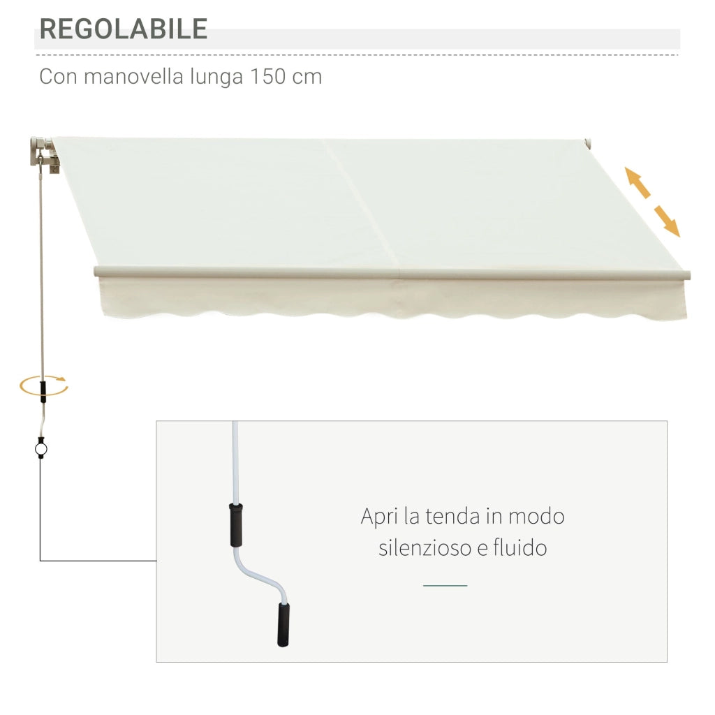 Tenda da Sole Avvolgibile a Parete 295x245 cm in Alluminio e Poliestere Bianco