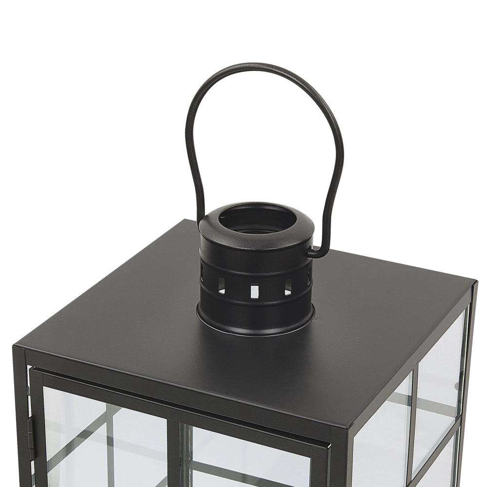 Lanterna in metallo Nero da 27 cm da parete in vetro con maniglia decorato scandinavo