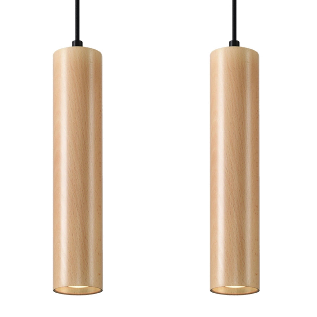 Lampada tubolare in legno LINO Peach Puff a 2 luci, stile scandinavo, IP20