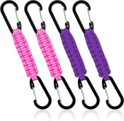 Paracord-sleutelhangers 4 pezzi con karabina e cordino corto per vela, campeggio, escursioni, auto (rosa + blu)