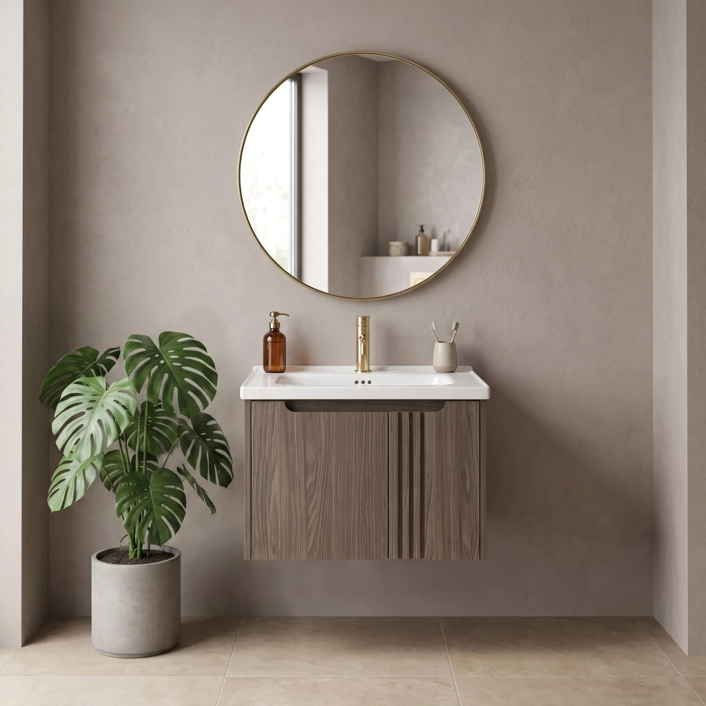 Mobile Bagno Con Lavabo Rea Rivo Db86-60l-1 Dark 60cm