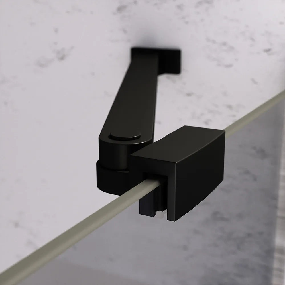 Porta doccia 111-115cm apertura a battente con profili nero opaco e vetro da 6mm trasparente h195 | Elba