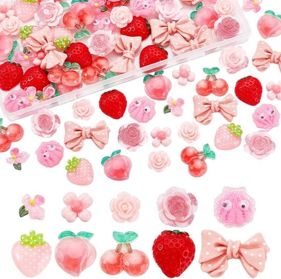Set di Hars Charms 80 pezzi - 10 stili - Accessori per creare gioielli - Decorazione per telefono - Progetti DIY per artigianato - Harsbedels carini