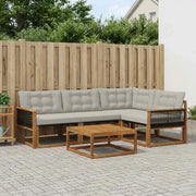 Set di divani da esterno 5 pcs Naturale e Grigio Chiaro