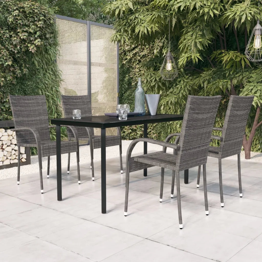 Set Mobili da Pranzo per Giardino 5 pz | Set Salotto da Giardino Grigio e Nero