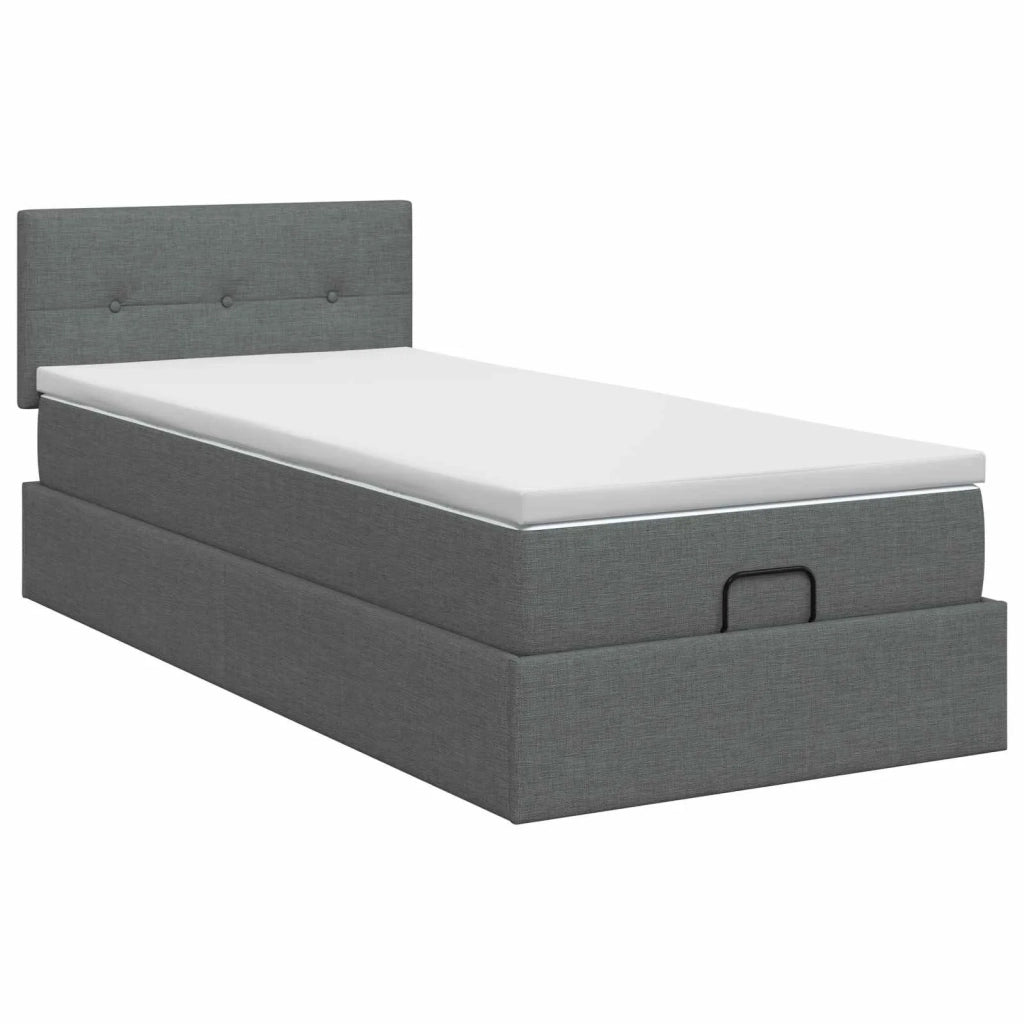 Letto ottomano con materasso Grigio Scuro 80 x 200 cm Tessuto 3456282