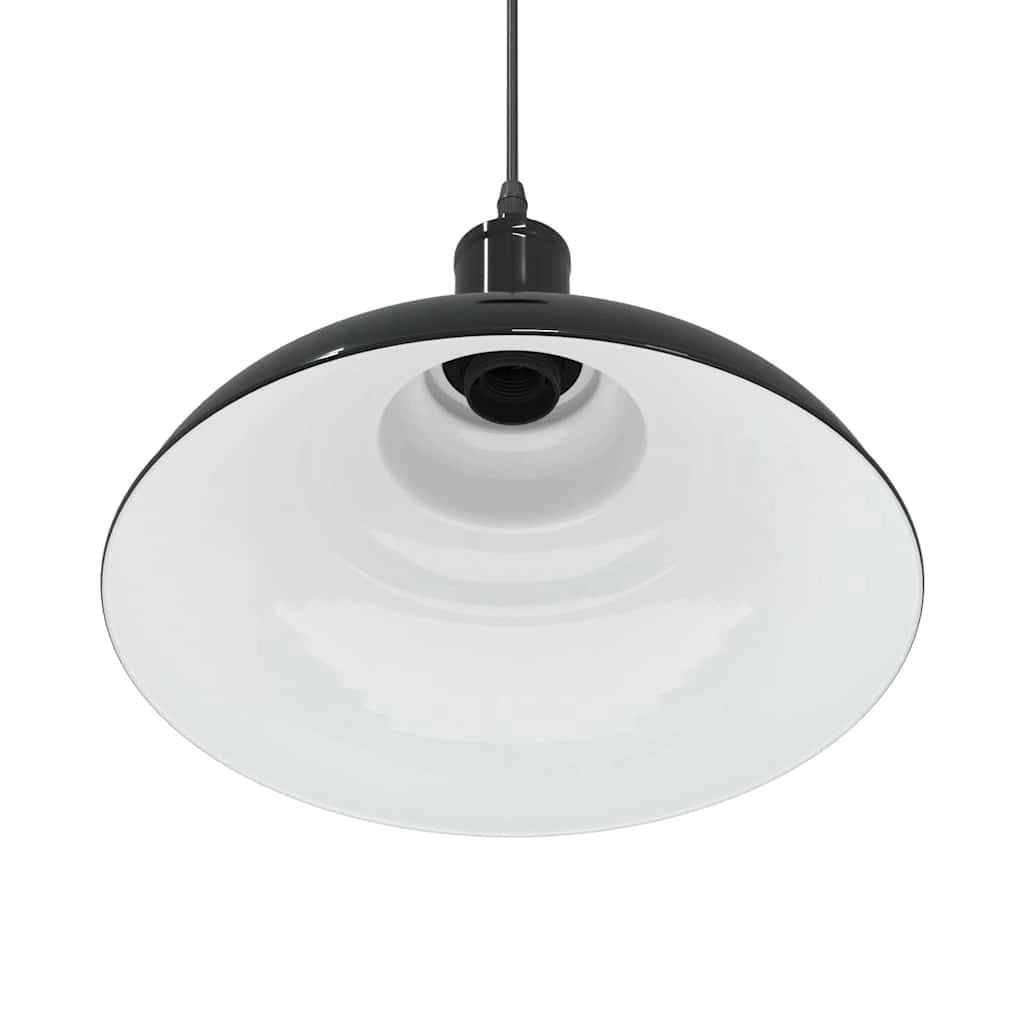 Lampada a sospensione vintage regolabile altezza 31 x 13 cm versatile per cucina e soggiorno metallo nero lucido 02_0058002