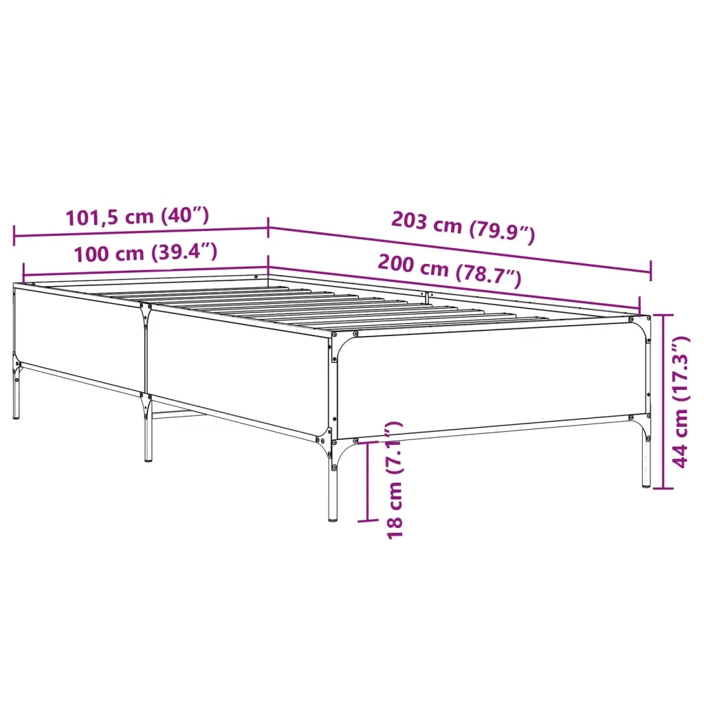 Giroletto-Struttura Letto Nero 100x200 cm in Legno Multistrato e Metallo 594389