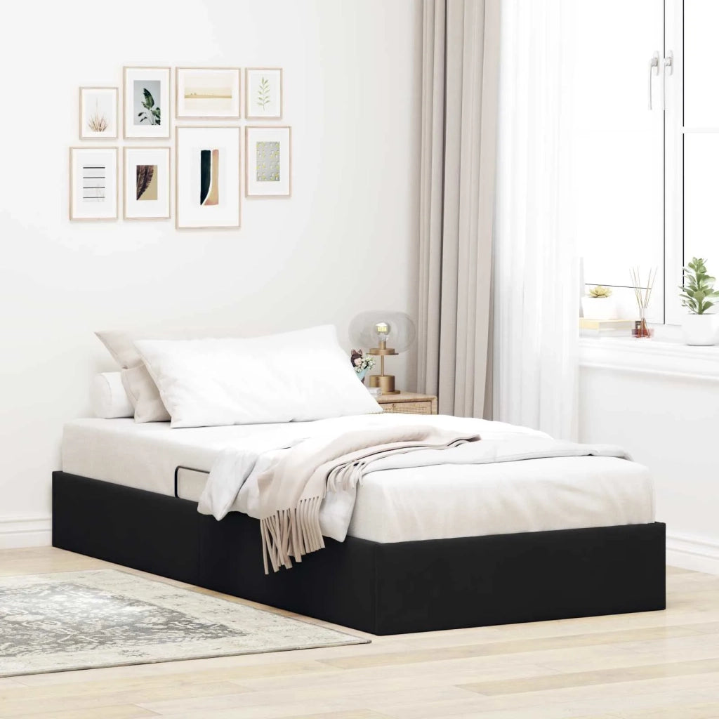 Letto ottomano con archiviazione Nero 90 x 190 cm Velluto 3442852