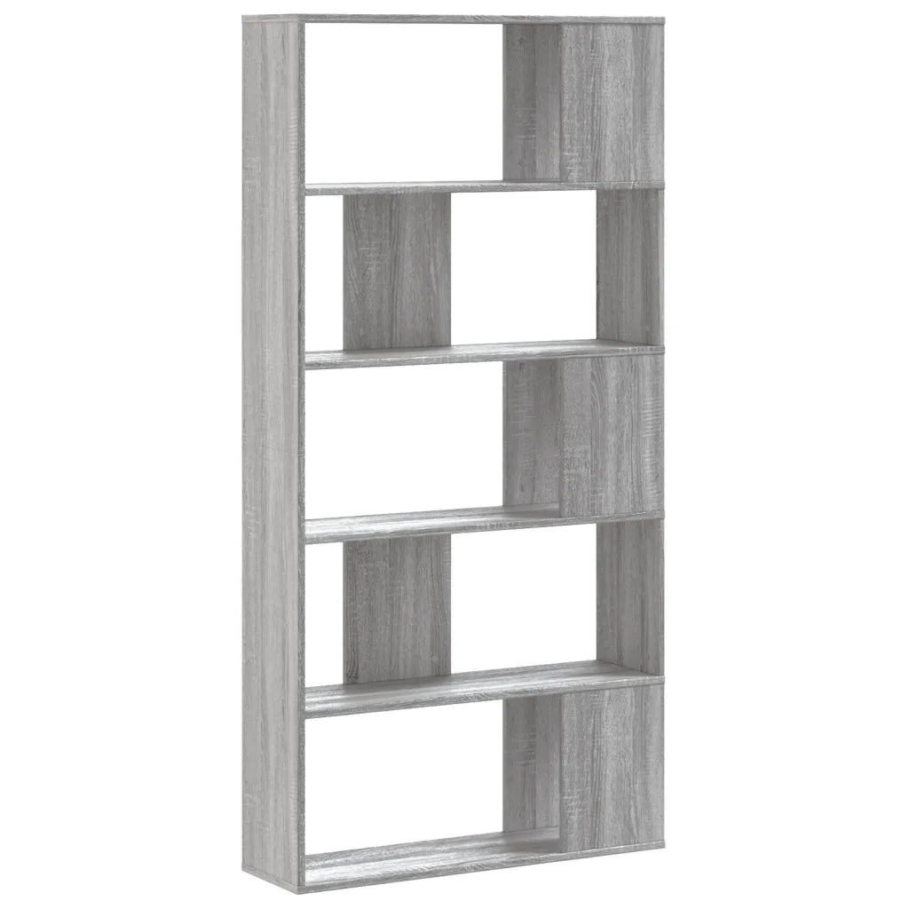 vidaXL Libreria 5 Ripiani Grigio Sonoma 80,5x23,5x162,5cm Multistrato