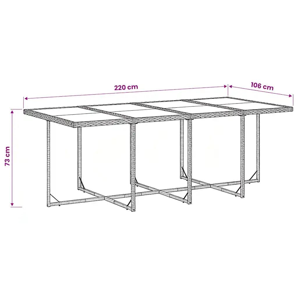 Set da Pranzo da Giardino 9 pz con Cuscini Nero in Polyrattan