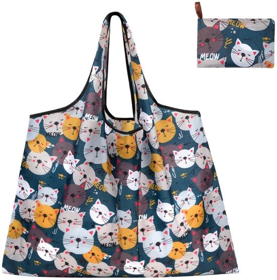 Tas per spese riutilizzabile - 50x66cm - Disegno gatto - Ideale per spese - Unisex