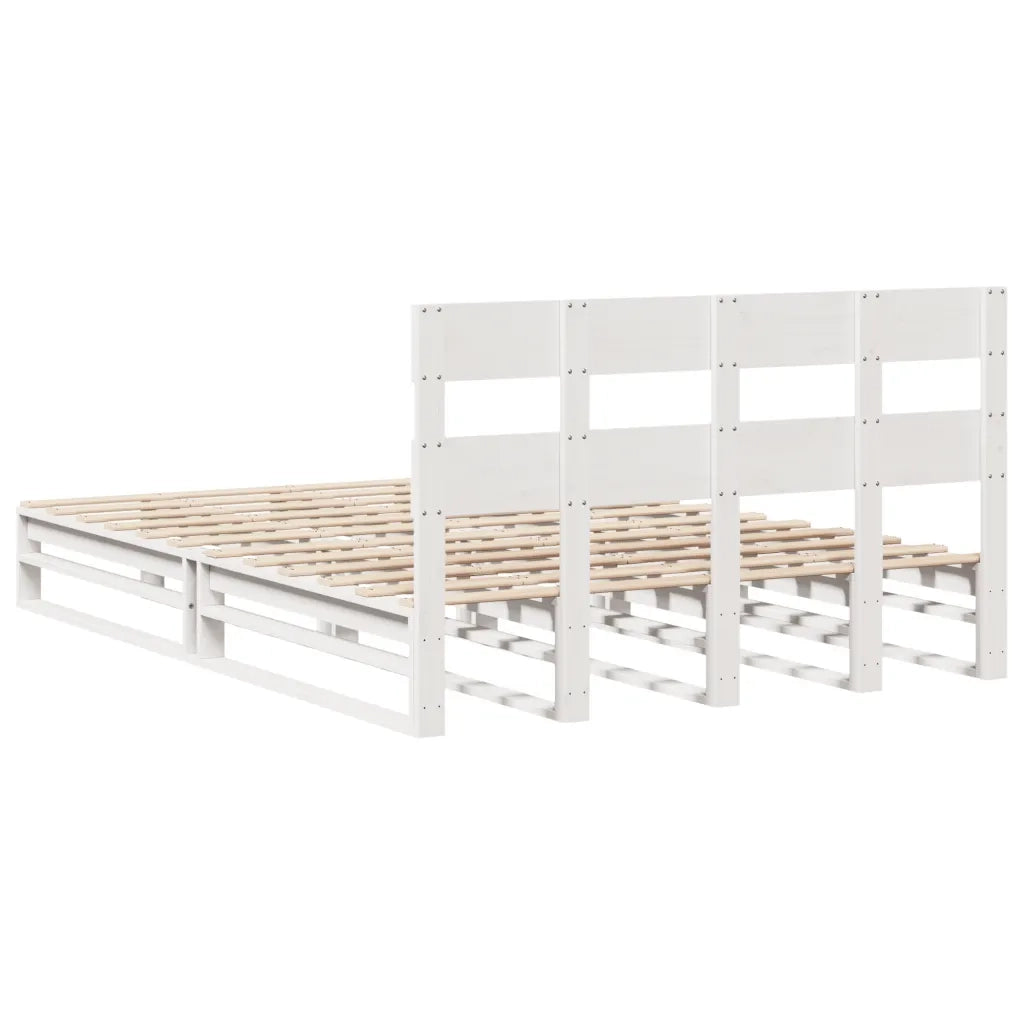 Letto senza Materasso Bianco 140x190 cm Legno Massello di Pino