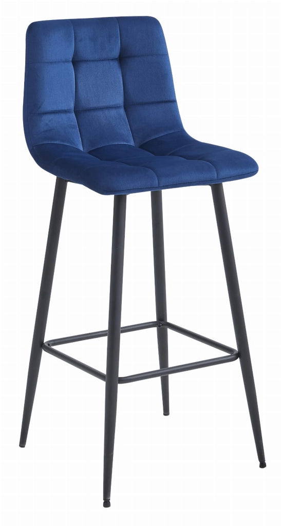 Sgabello Valora TEOTO in velluto blu navy con gambe nere per cucina x3