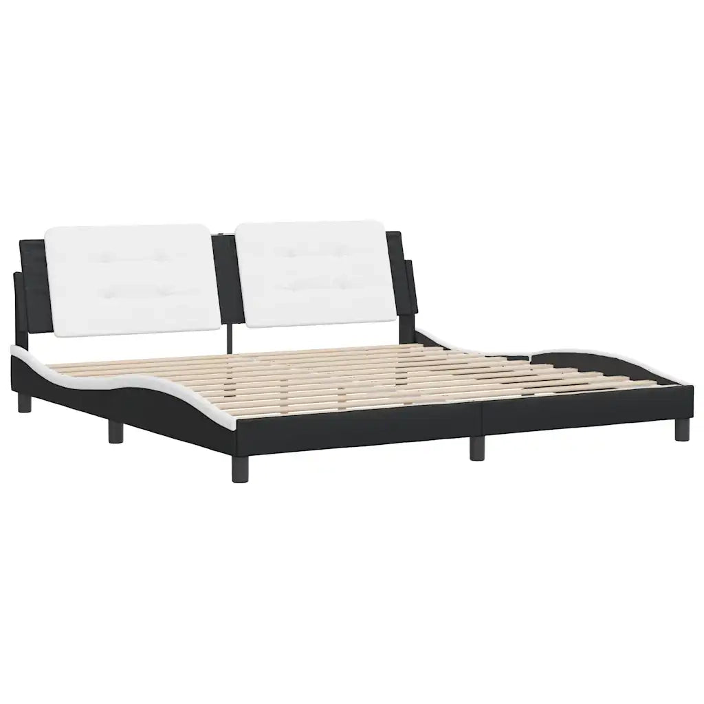 Giroletto senza Materasso Zadar Bianco e Nero 200x200 cm in Similpelle 3208210