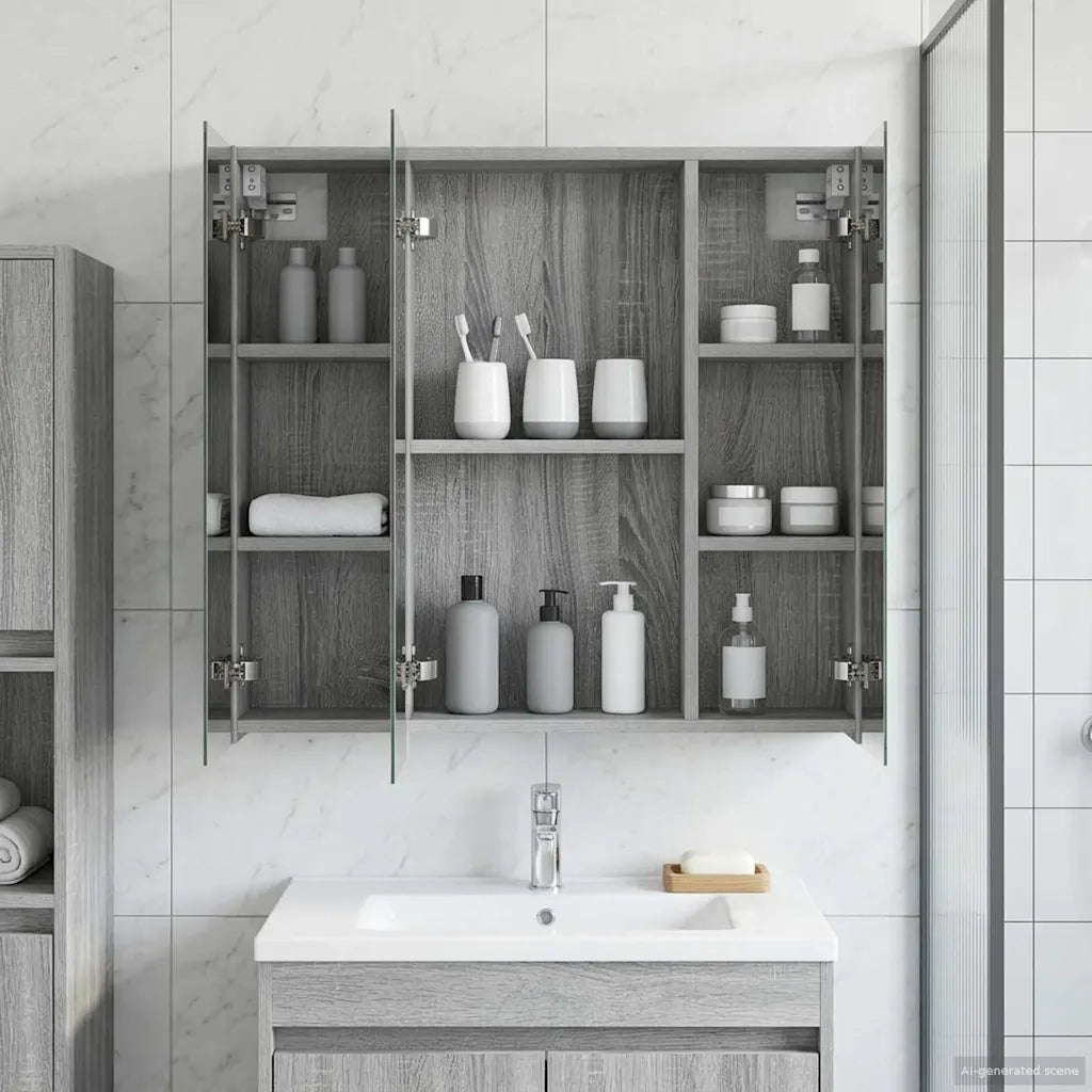 Mobiletto per specchio da bagno Grigio Sonoma 70 x 14,5 x 70 cm 889092