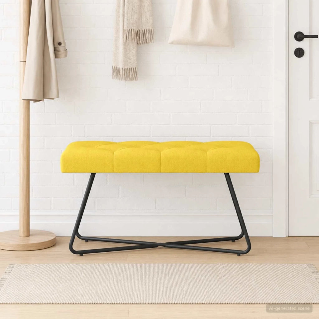 Panchina con bottoni imbottiti Giallo Chiaro 80 x 40 x 46 cm 42038367