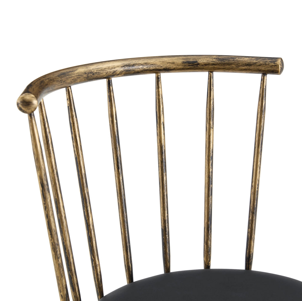 Sgabello da bar Windsor in metallo nero e marrone