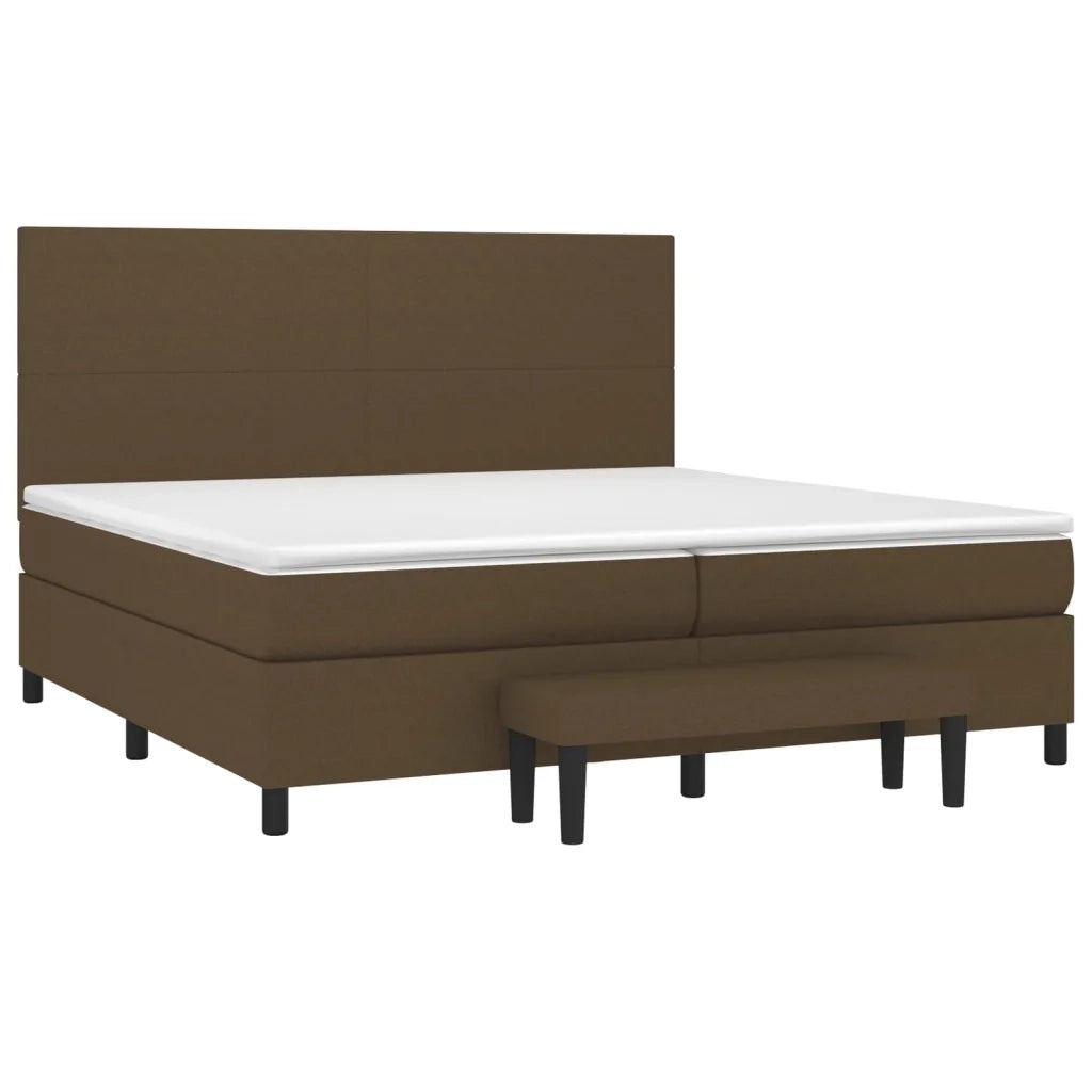 Giroletto a Molle con Materasso Marrone Scuro 200x200cm Tessuto