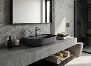 Lavabo ovale da appoggio senza troppo pieno in ceramica con foro rubinetto - Antracite Opaco