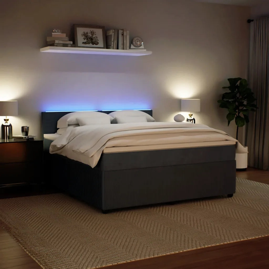 vidaXL Giroletto a Molle con Materasso Grigio Scuro 180x200 cm Velluto