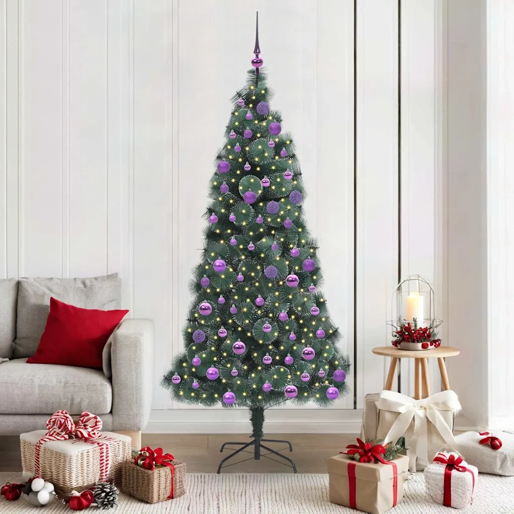 Albero di Natale artificiale preilluminato con set di palline