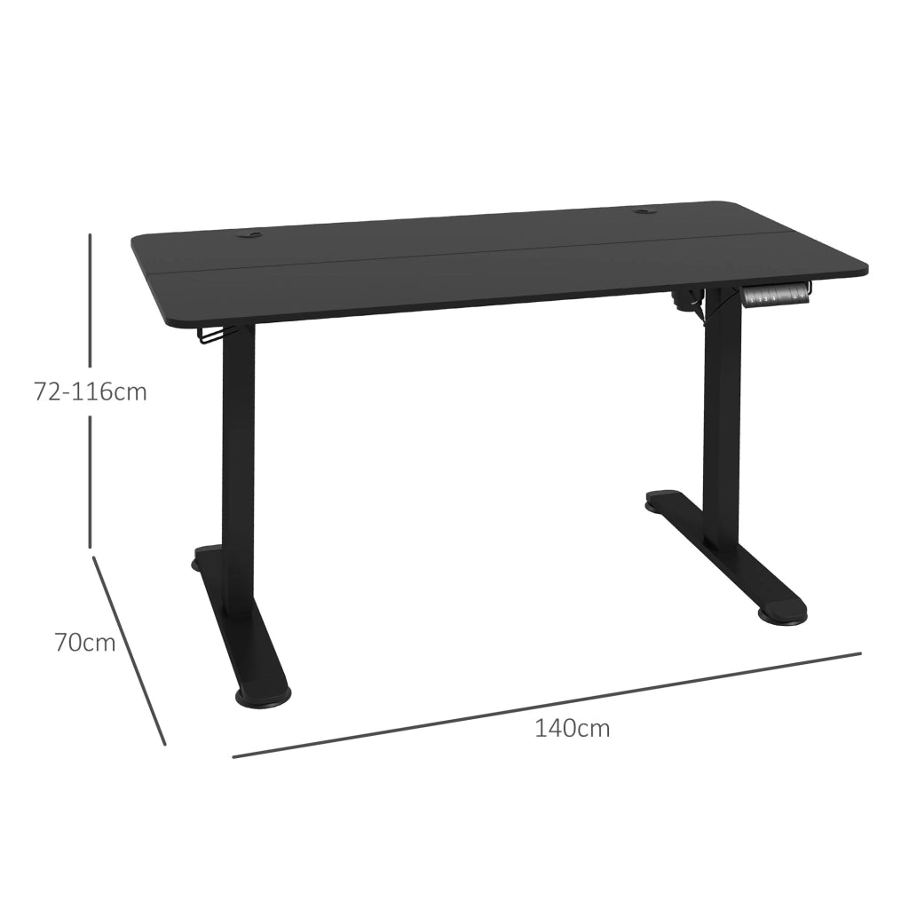 Scrivania regolabile in altezza elettrica con 4 memorie e passacavi - per studio - 140x70x72-116 cm - nera