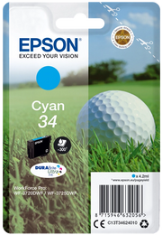 Epson Golf ball Singlepack Cyan 34 DURABrite Ultra Ink