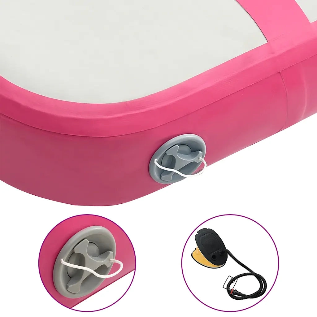 Tappetino Ginnastica Gonfiabile con Pompa 60x100x20 cm PVC Rosa 92655
