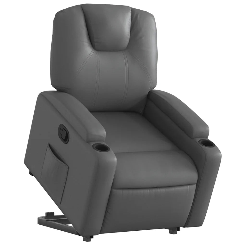 Poltrona | Sedia Relax Alzapersona Reclinabile Grigio in Similpelle