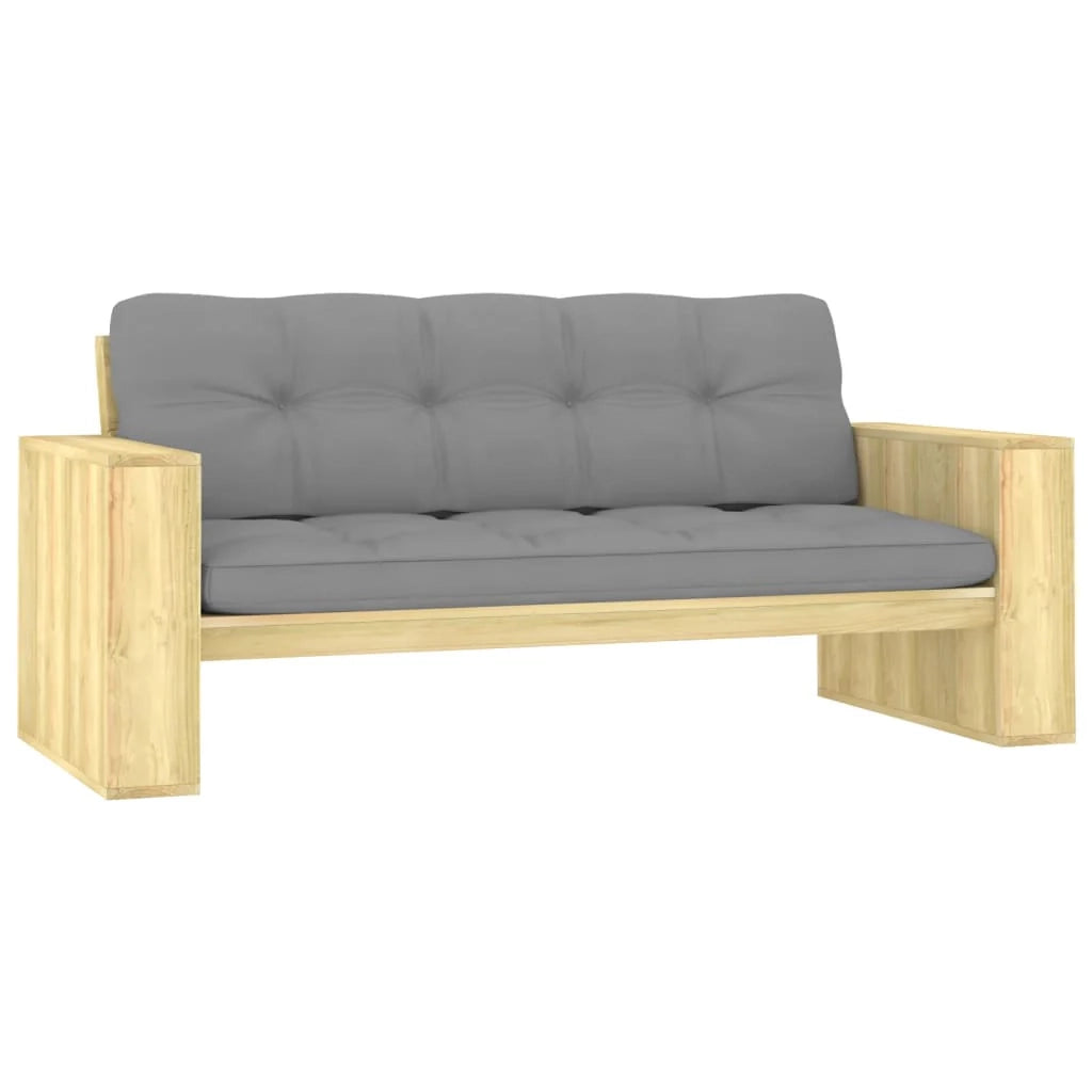 Panca da giardino mobili da esterno per patio mobili da terrazza con cuscini grigi 179 x 76 x 76 cm pino impregnato 02_0011632