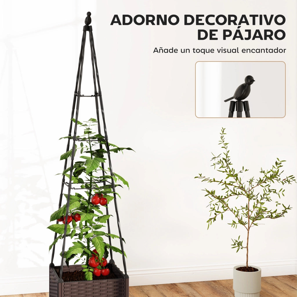 Fioriera con griglia metallica per piante rampicanti ¨C zephmum ¨C 40x40x175 cm