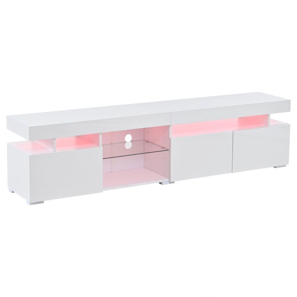 Mobile TV Lowboard Bianco ¨C MINIMAL ¨C 3 Ante, Ripiani in Vetro, 180x35x45 cm