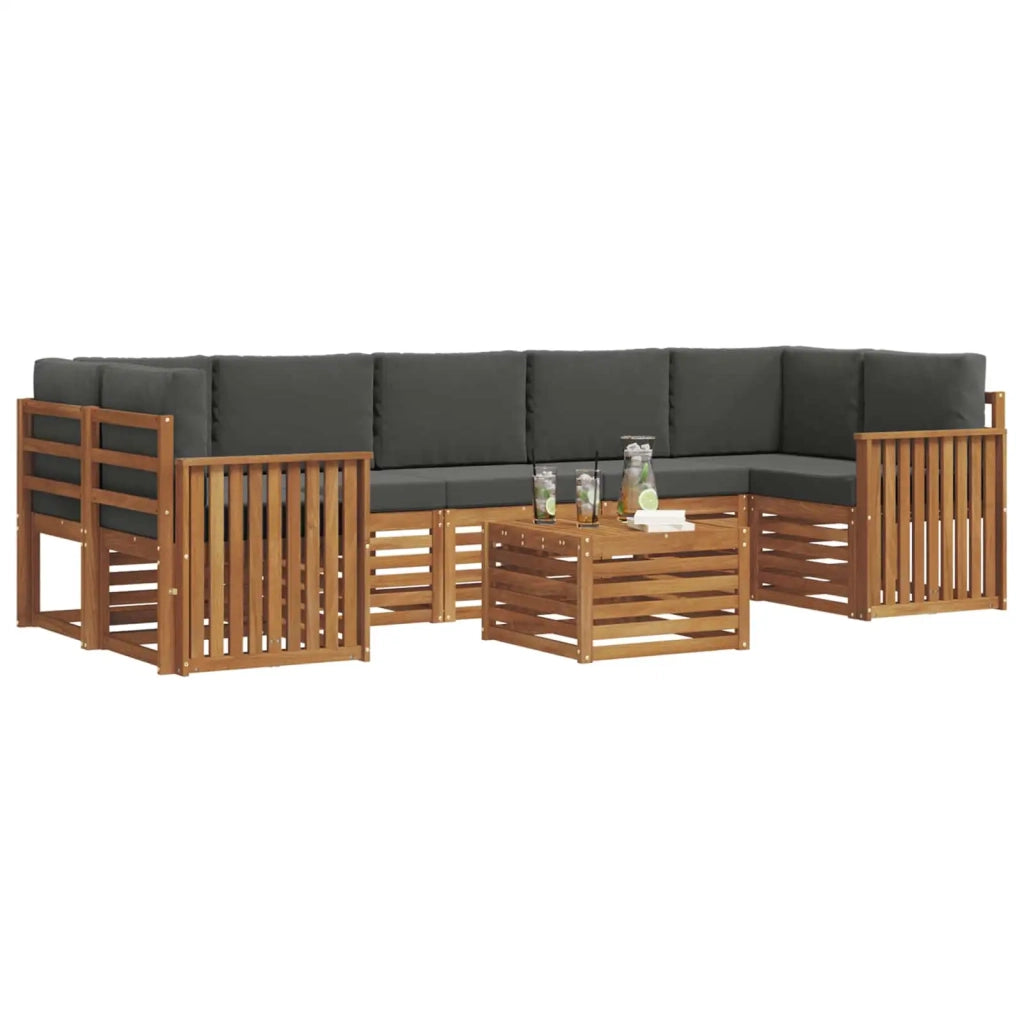 Set di divani da esterno con cuscino 8 pcs Naturale e Antracite