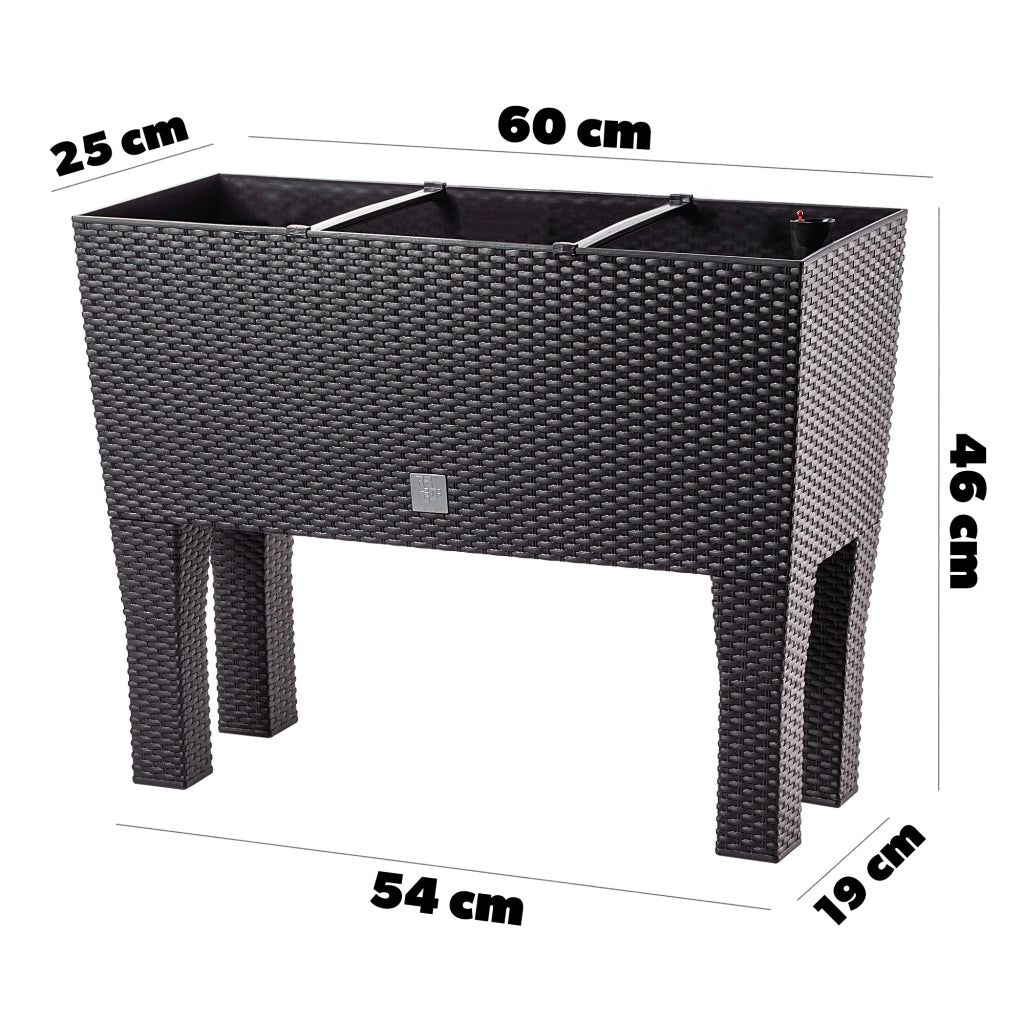 Vaso da giardino KADAX con fioriera interna su gambe, marrone, 60 cm