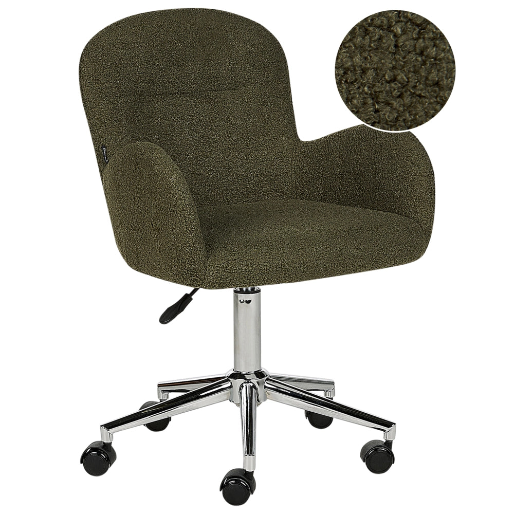 Sedia da ufficio girevole con altezza regolabile in tessuto boucle verde stile moderno retrò ufficio di casa