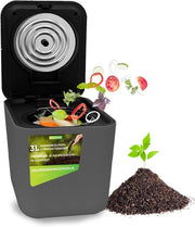 Compostatore Automatico per Cucina - Composta Materiali Organici e Rifiuti di Cucina - Contenitore di Compost per Contropiano Automatico - Funzioni di Trasformazione-Asciugatura-Raffreddamento - Ideale per Cucine-Appartamenti-3 L-Grey