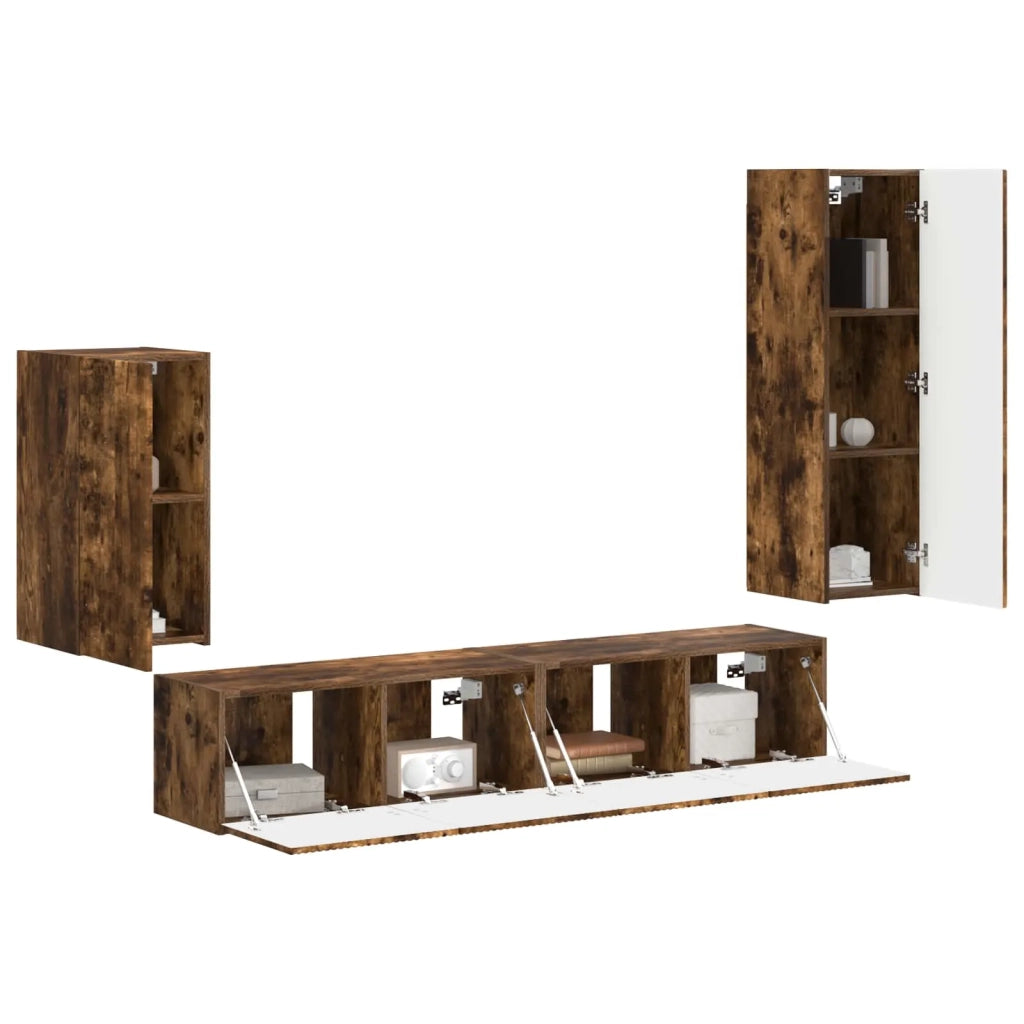 Set mobile TV 4 pcs Rovere fumé Legno multistrato 3409011