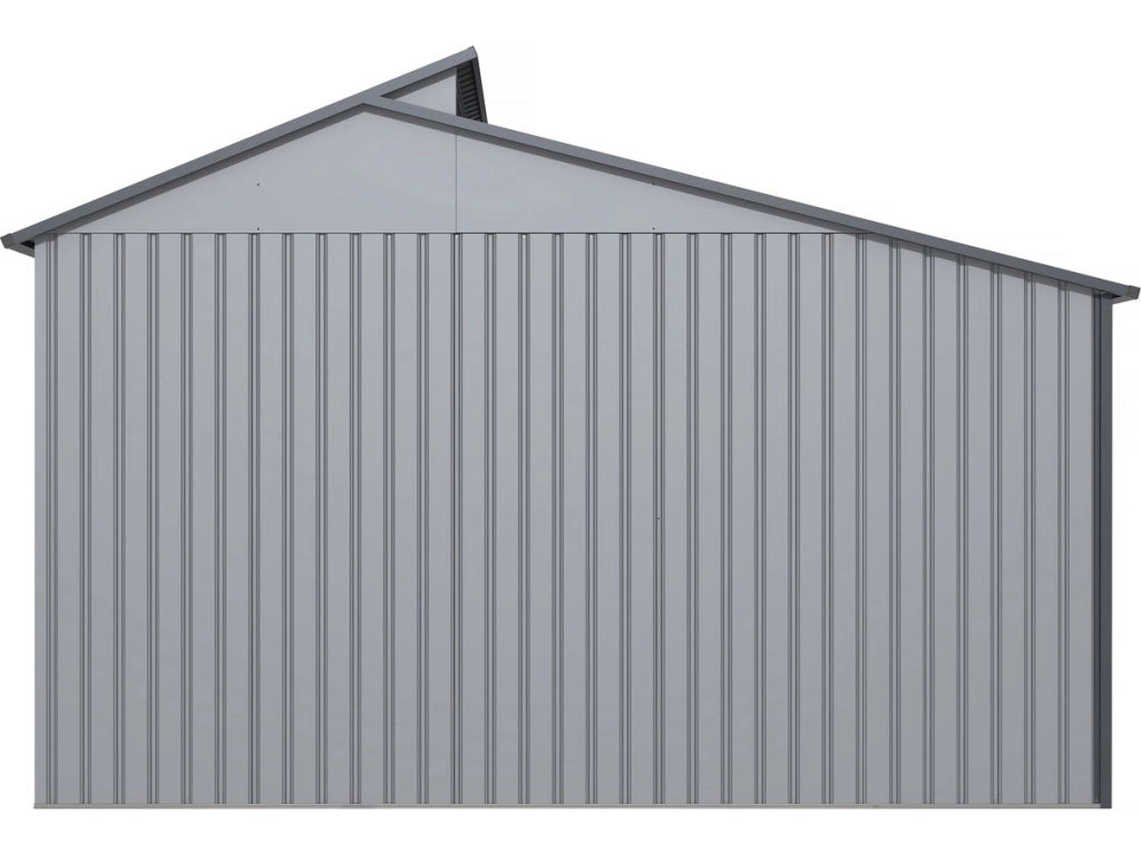 Capanno da giardino in metallo con pergola "Madras" - 9,12 m² - Grigio