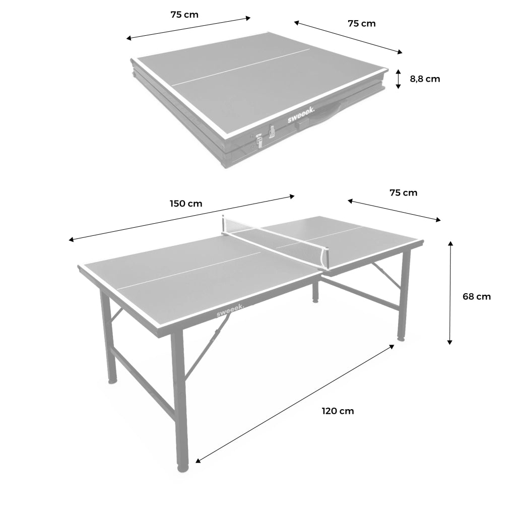 Mini tavolo da ping pong per interni pieghevole con 4 racchette e 6