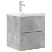 Set Mobili da Bagno | Armadio da bagno 2 pz Grigio Cemento in Legno Multistrato